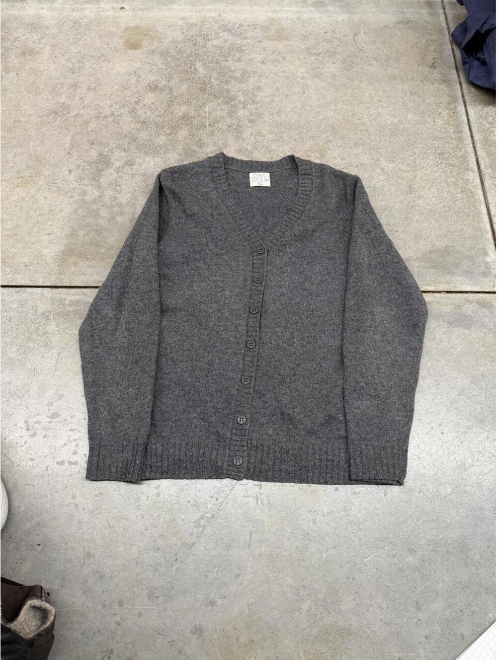 vintage sears dark grey cardigan knit sweater size medium WOMENS